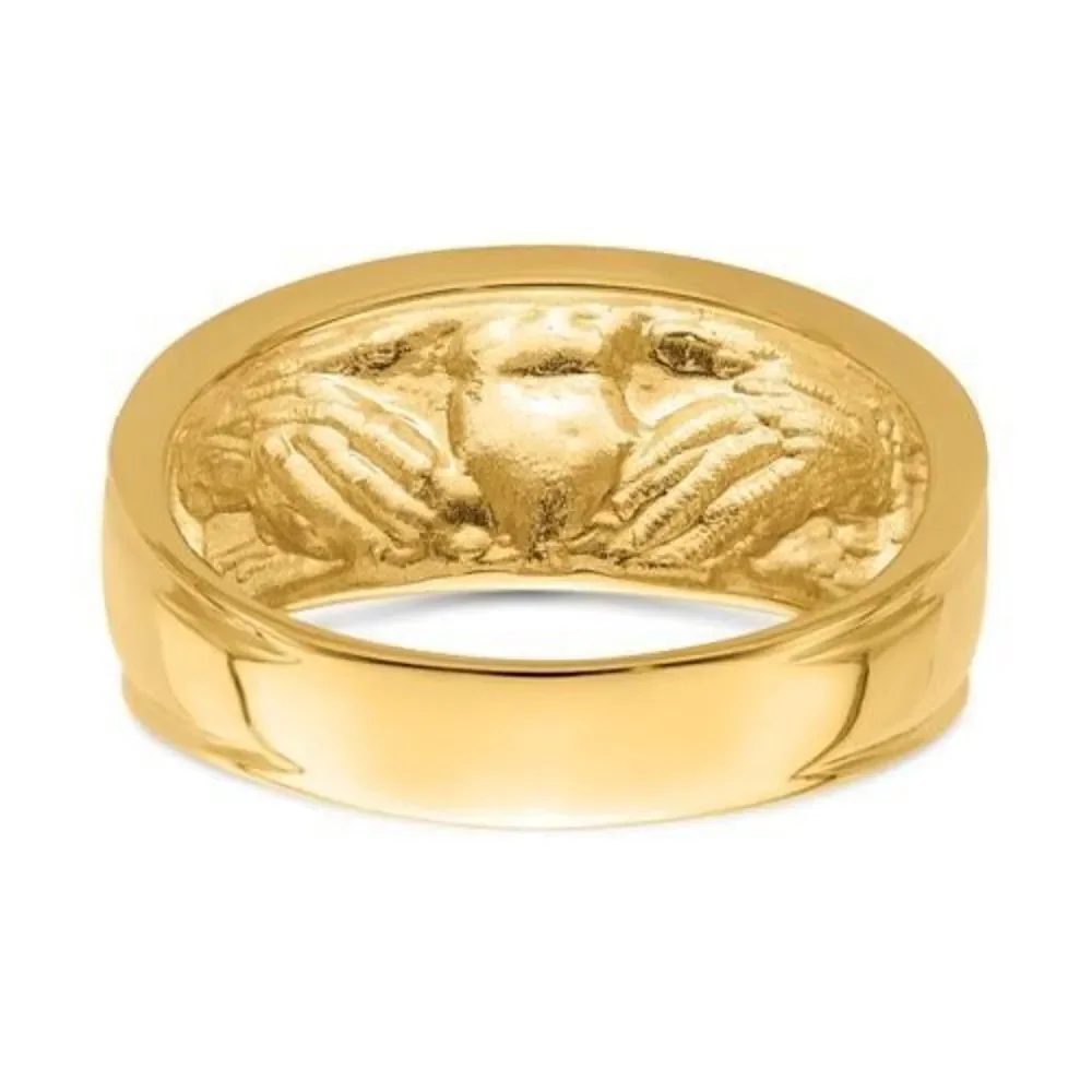14k Gold Polished Mens Claddagh  Band
